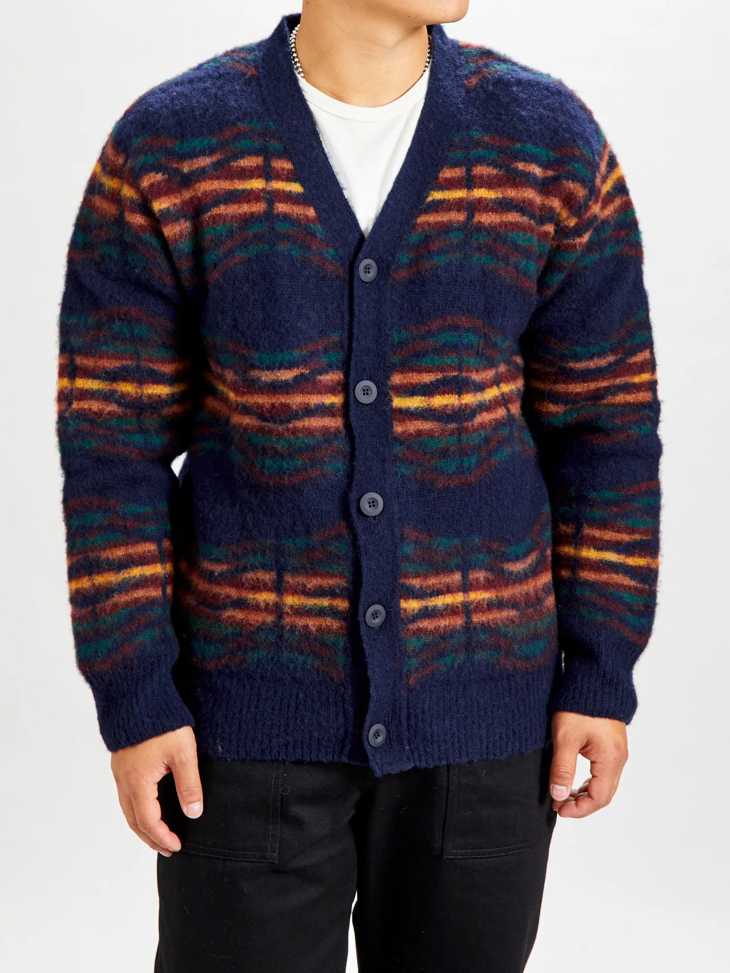 "Out Of This World" Wool Knit Cardigan in Navy