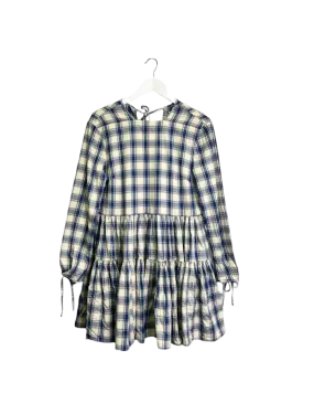 Size S - Verner Blue and White Check Frill Midi Dress