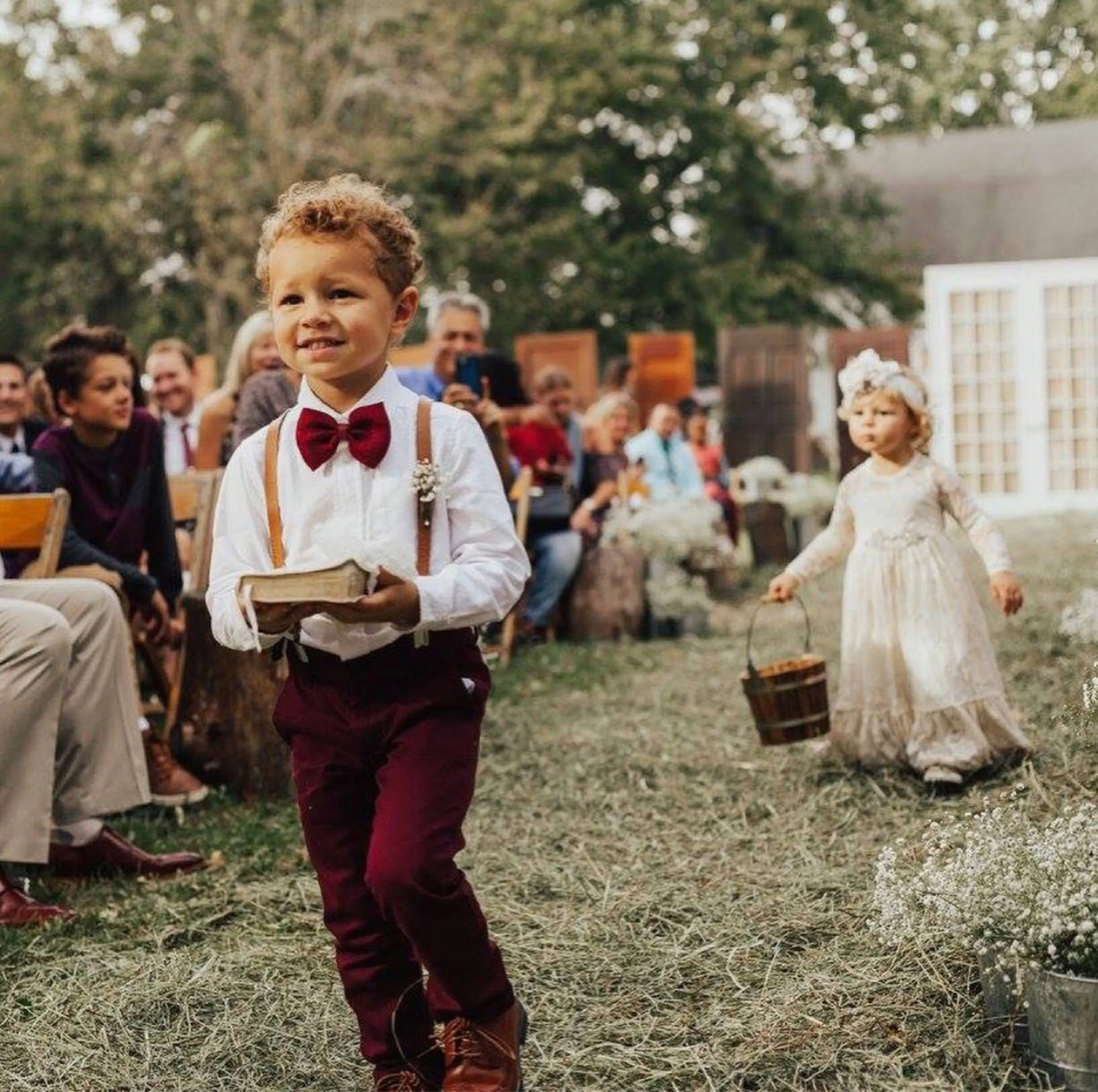 Skinny Coffee Suspenders with Wine Bow Tie