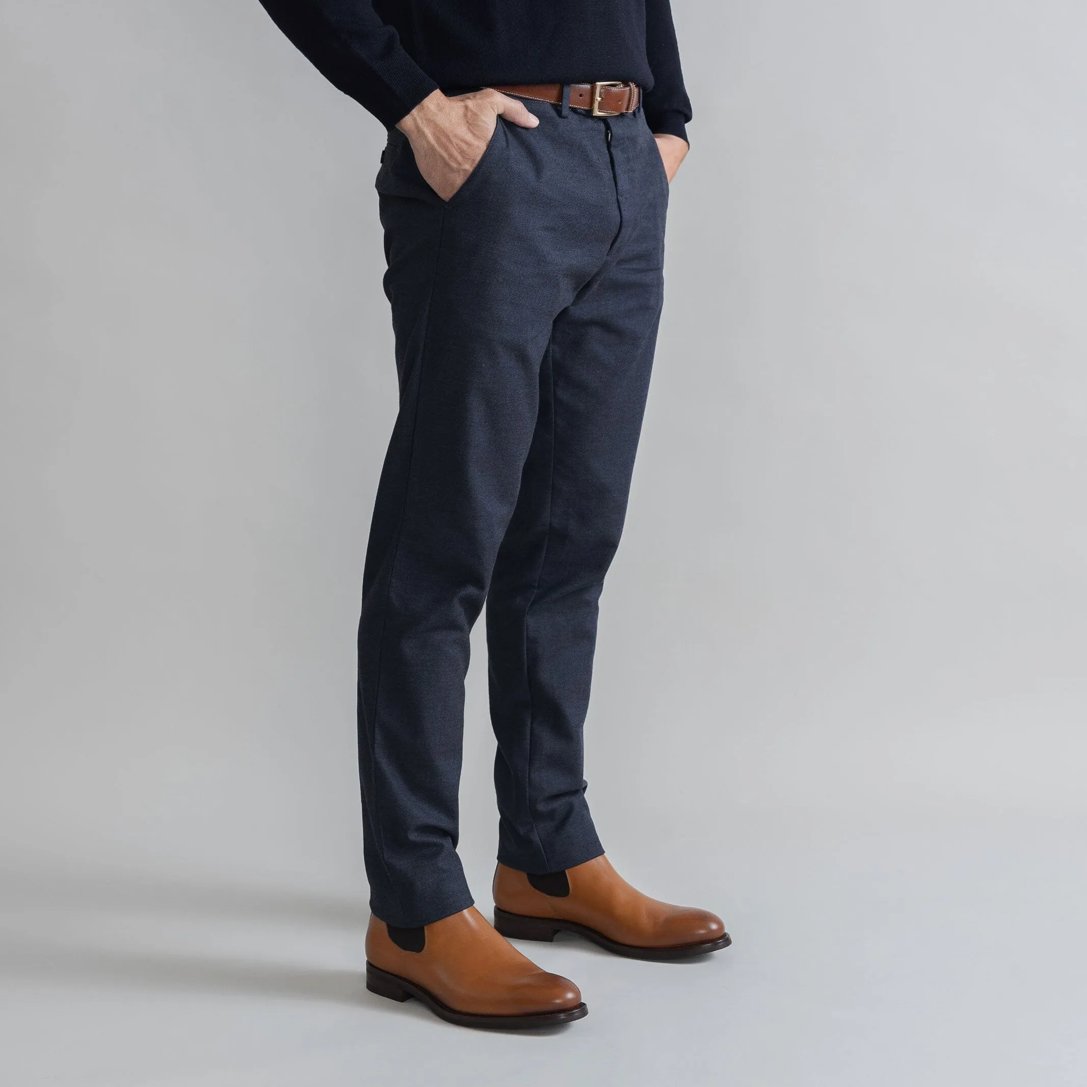 The Dark Navy Brushed Cotton Richmond Dress Chino Custom Pant