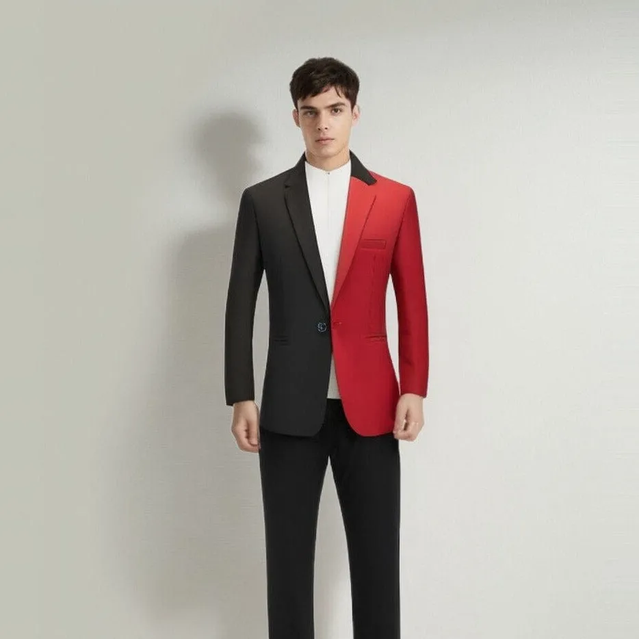 The Geoffrey Splice Slim Fit Blazer Suit Jacket - Vermilion