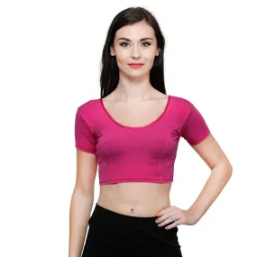 Vami Women's Cotton Stretchable Readymade Blouses - Fuchsia