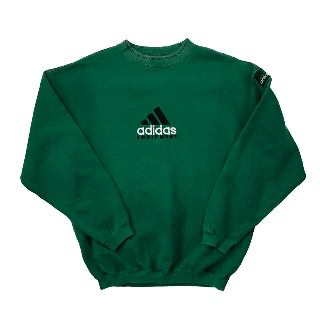 Vintage 90s Green Adidas Equipment Spell-Out Sweatshirt - Medium