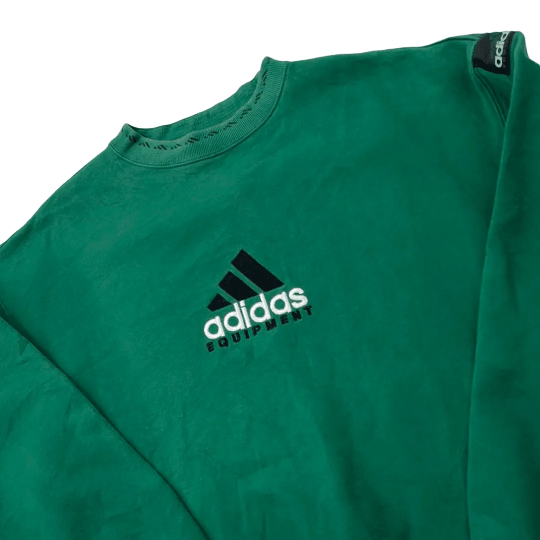 Vintage 90s Green Adidas Equipment Spell-Out Sweatshirt - Medium