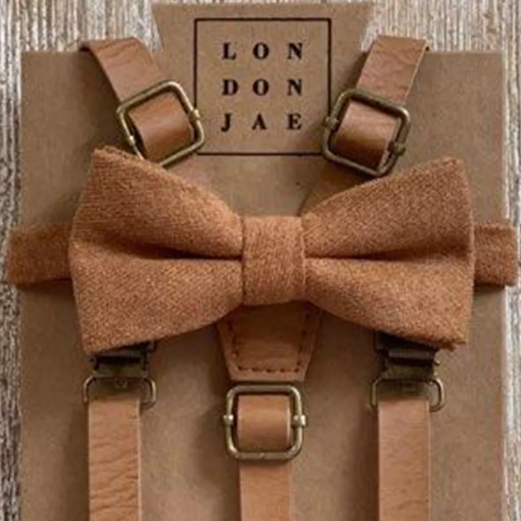 Vintage Tan Cotton Bow Tie