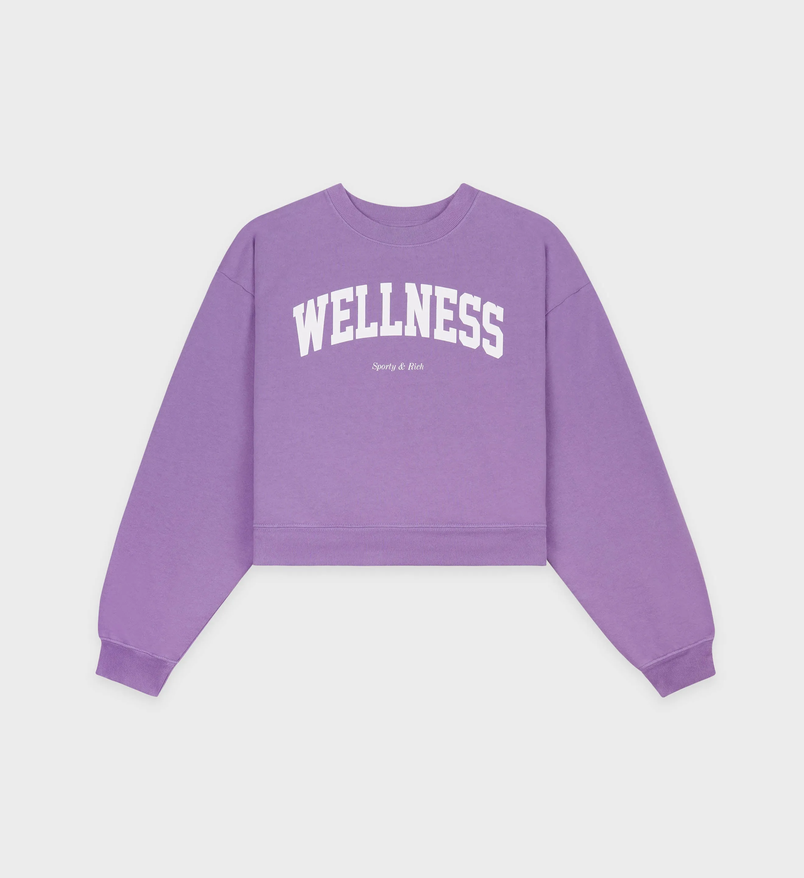 Wellness Ivy Cropped Crewneck - Violet/White