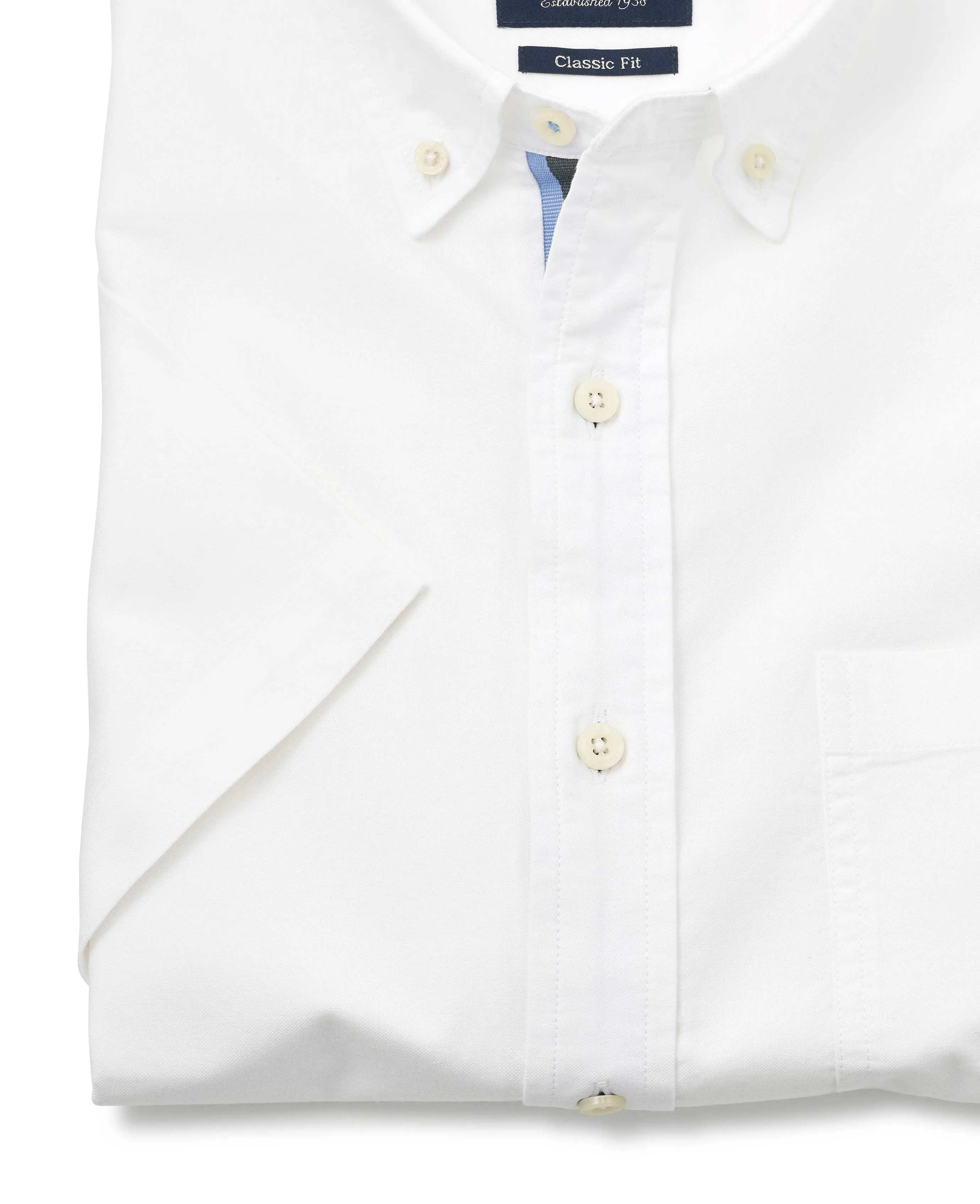 White Classic Fit Short Sleeve Oxford Shirt