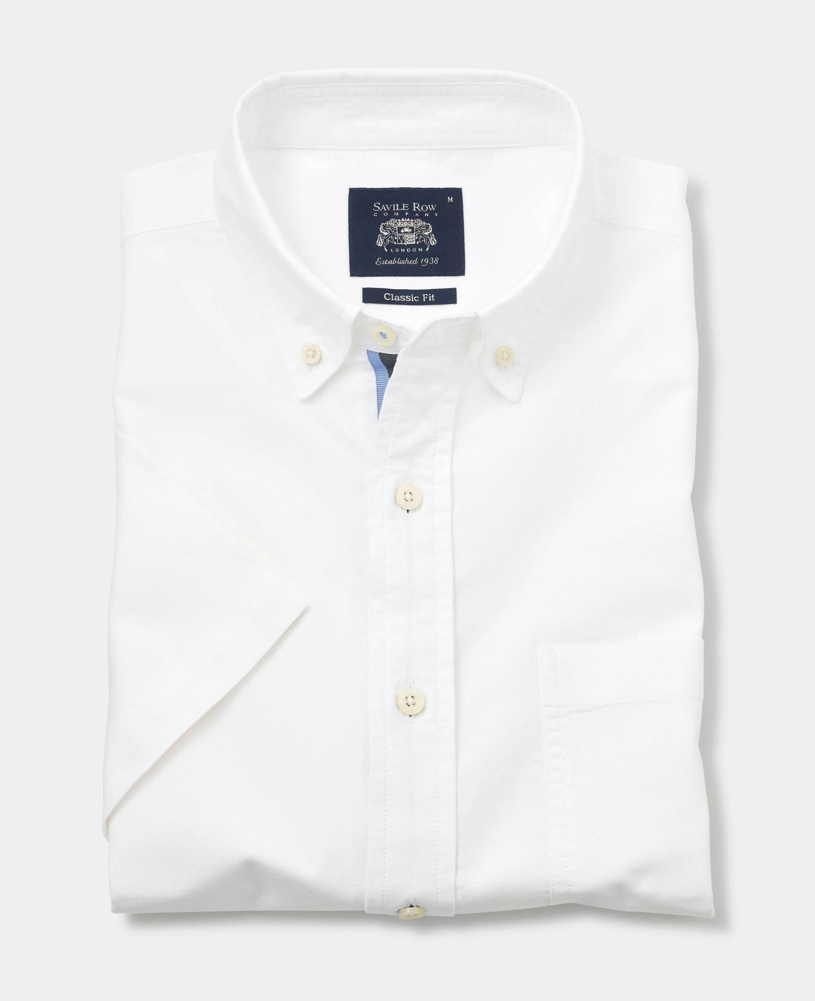 White Classic Fit Short Sleeve Oxford Shirt