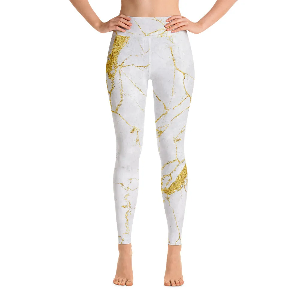 White Marble Yoga Leggings