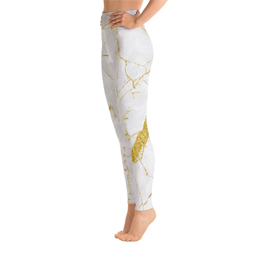 White Marble Yoga Leggings