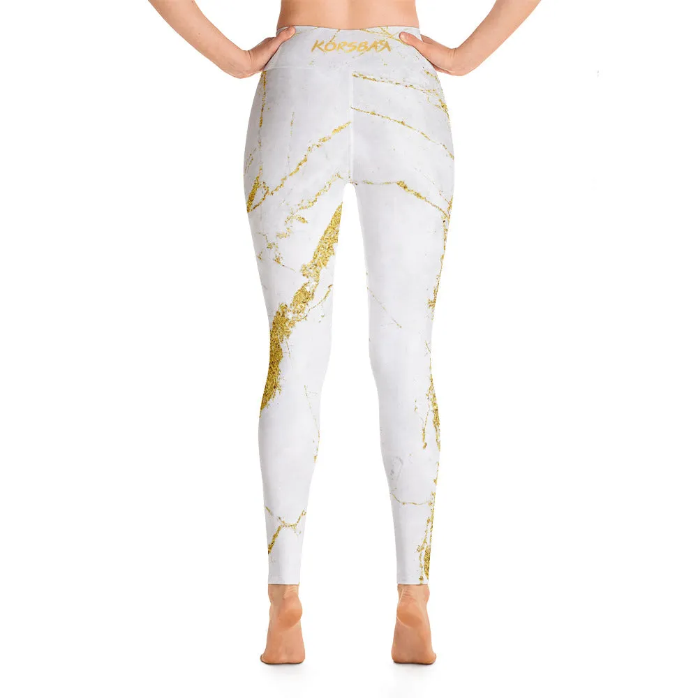 White Marble Yoga Leggings