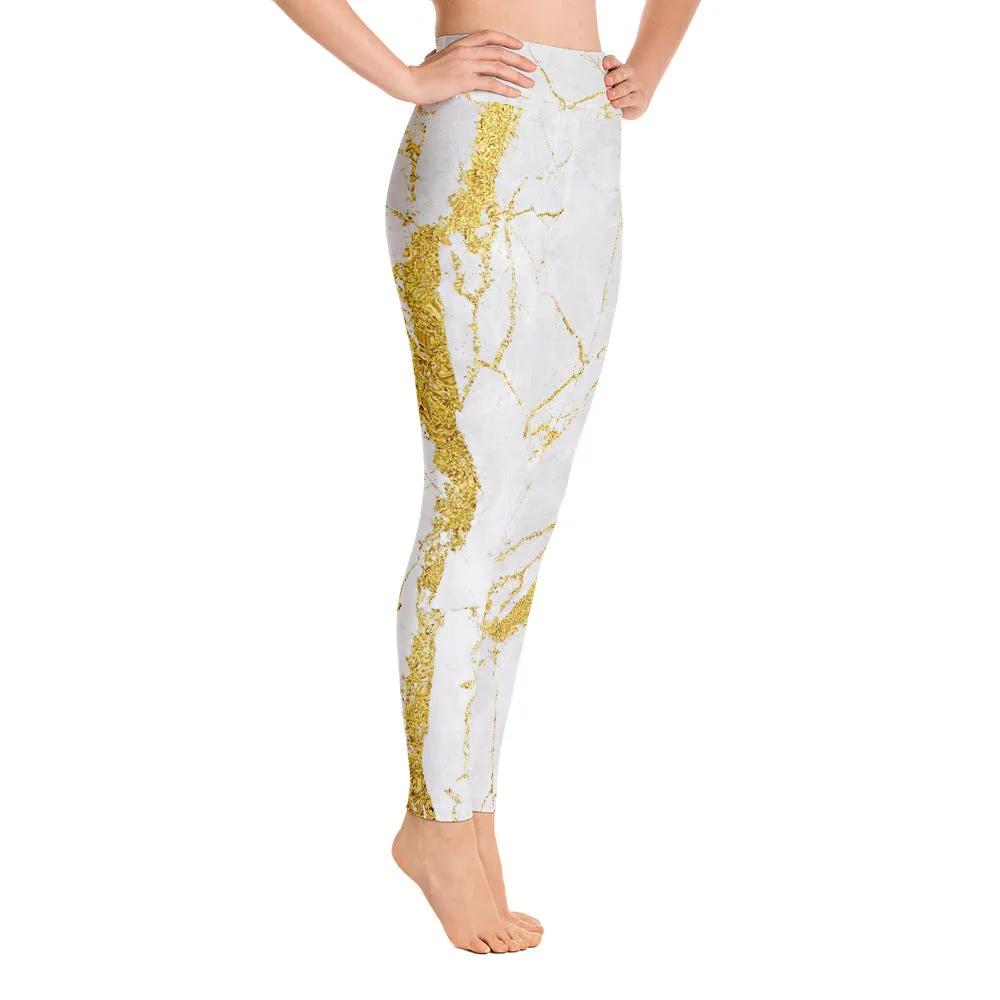 White Marble Yoga Leggings