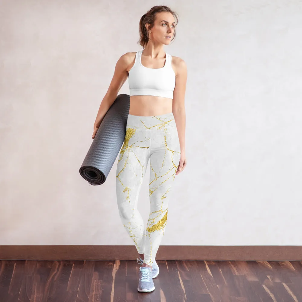 White Marble Yoga Leggings