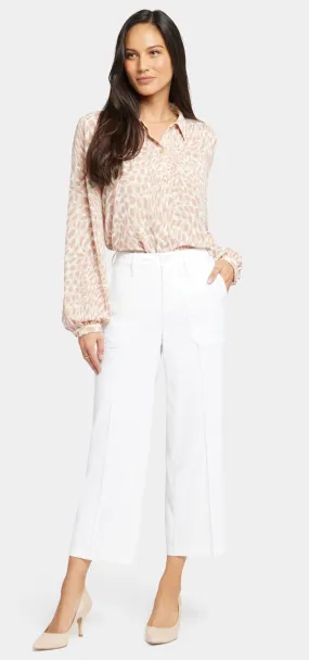 Wide Leg Cropped Capri Trouser Wit Stretch Linnen | Optic White