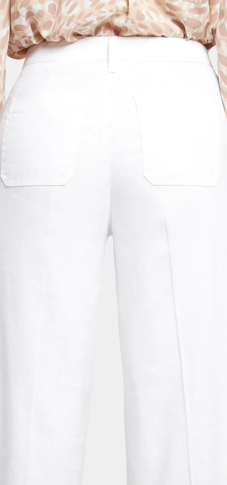 Wide Leg Cropped Capri Trouser Wit Stretch Linnen | Optic White