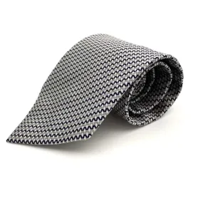 XMI PLATINUM TIE Silk Diagonal Zig-Zag Stripe Tie - Black & Grey