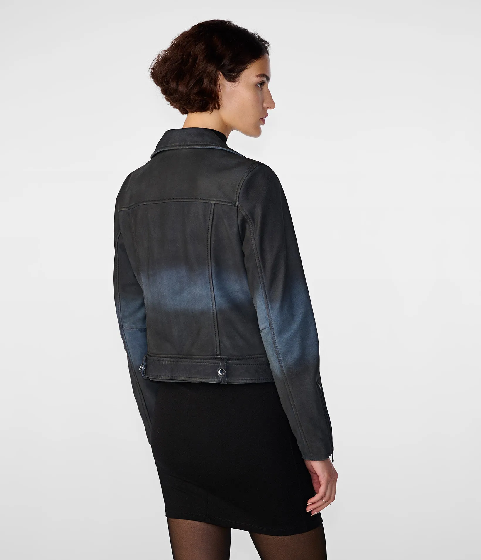 Zuri Ombre Trimmed Belted Moto Jacket for Women - Stylish and Chic Outerwear